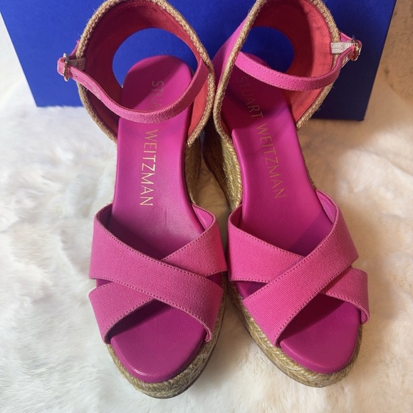 Stuart Weitzman Women's Fuchsia Mirela II Espadrille Wedge Sz 6B - Picture 2 of 5